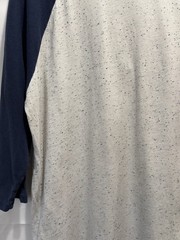 On The Byas Men’s Large Shirt White With Specs Dark Blue Sleeves Pocket Buttons