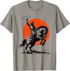 Vintage Cowboy Riding Horse Retro Sun Western Wild West T-Shirt