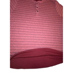 Marine Layer Mens M/L Double Knit Henley Shirt Red Striped Long Sleeve Pullover