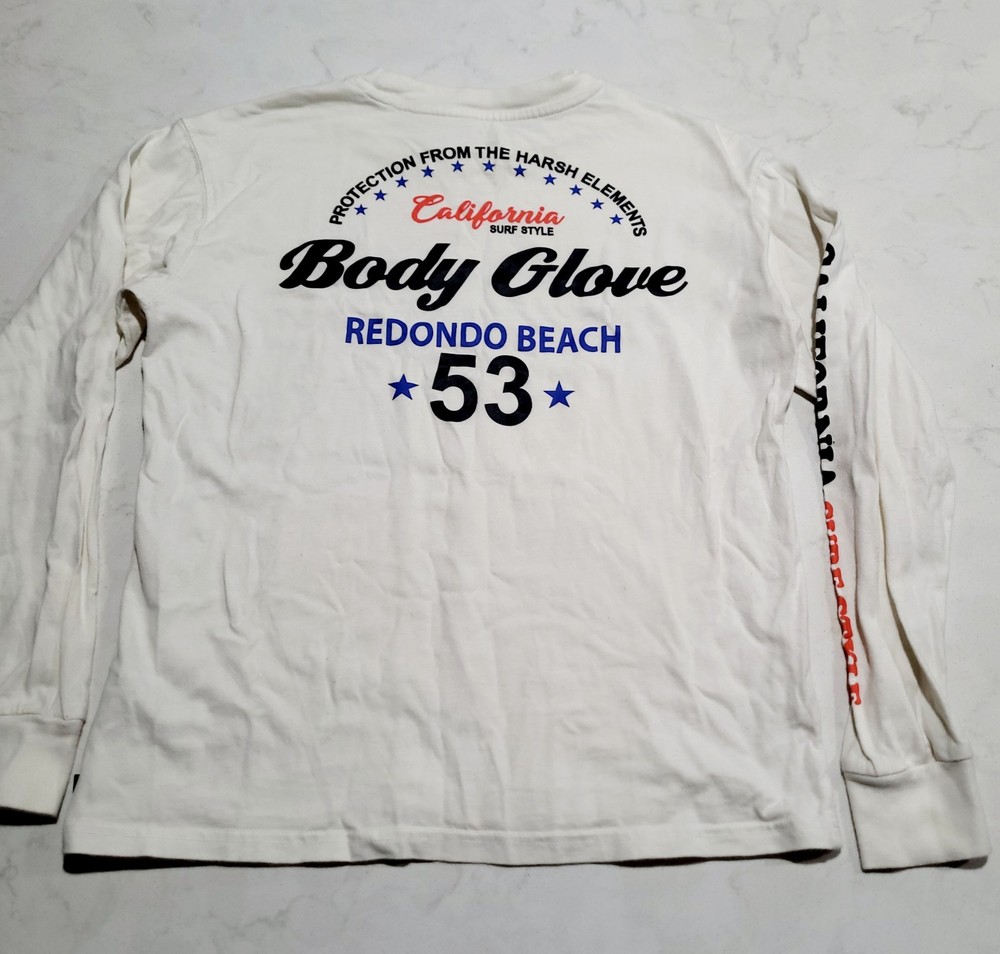 Body Glove Redondo Beach California Surf Style Graphic Long Sleeve Shirt EUC