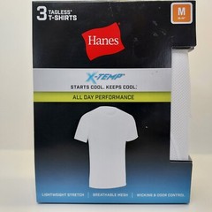 Hanes X-temp Mens 3-Pack T-Shirts Crew Neck White Performance Mesh M