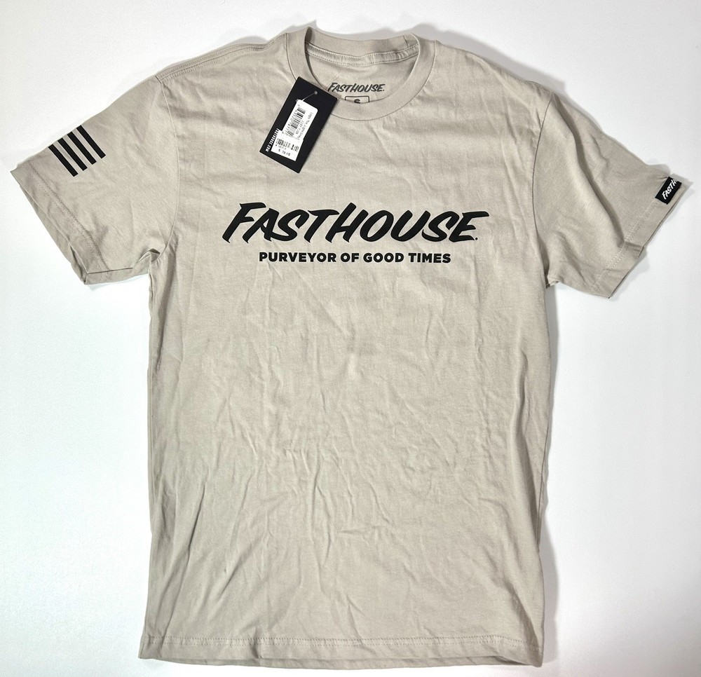 NWT Small Fasthouse Logo Tee, Light Grey Beige Purveyor Of Good Times