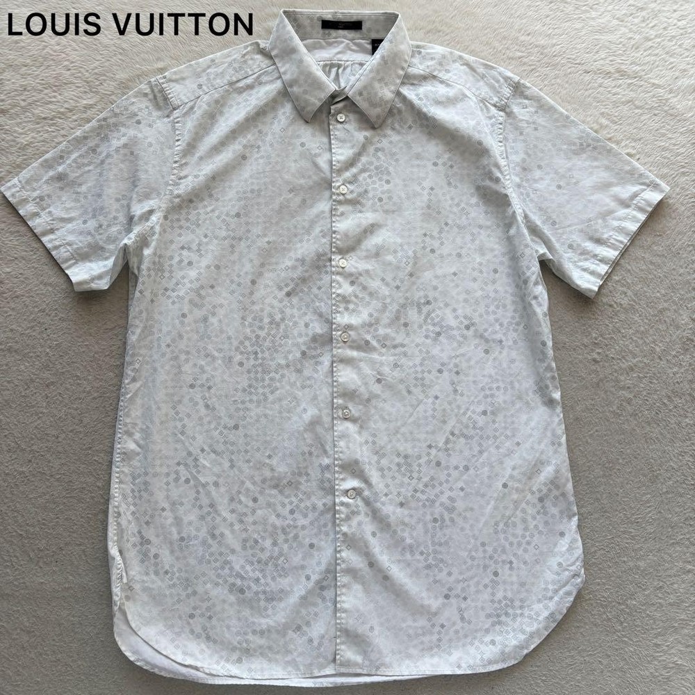 Louis Vuitton Monogram All Over Print White S/S Dress Shirt Size XXL France