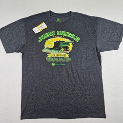 John Deere T-Shirt Mens XL Charcoal Gray Farm Equipment Combine Graphic Tee NEW