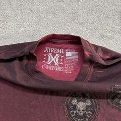 Extreme Couture T-Shirt Affliction Mens Red Burgundy Medium Skull Eagle Flag