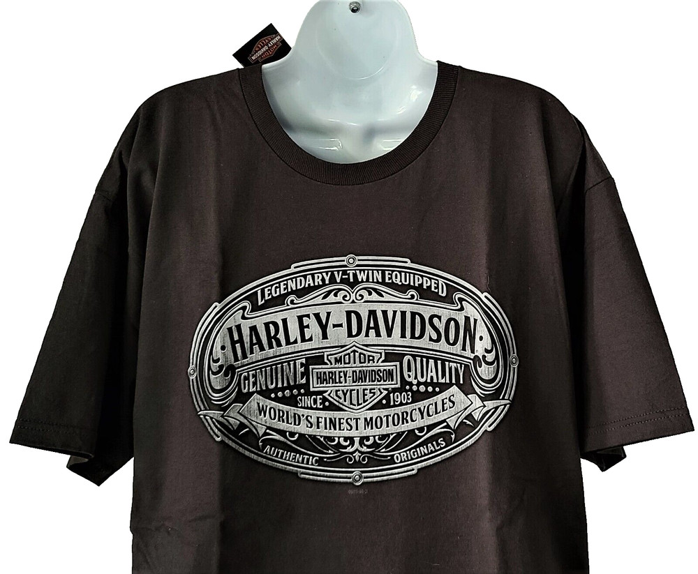 HARLEY DAVIDSON SS Shirt Dark Gray Belt Buckle Legendary V Twin Chest44in Mens L