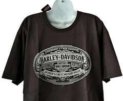 HARLEY DAVIDSON SS Shirt Dark Gray Belt Buckle Legendary V Twin Chest44in Mens L