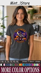 Halloween Raccoon Shirt, Cute Witch Hat Pumpkin Spooky Tee