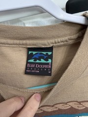 Vintage Blue Dolphin Nautical Graphic Tee Single Stitch 90s Beach Surf Medium SS