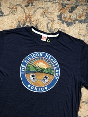 Homage Silicon Heartland Ohio Shirt Mens XL Blue Graphic Tee Soft Crewneck