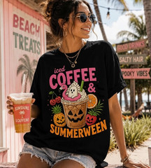 Summerween Iced Coffee Spooky Summer Outfit T-Shirt