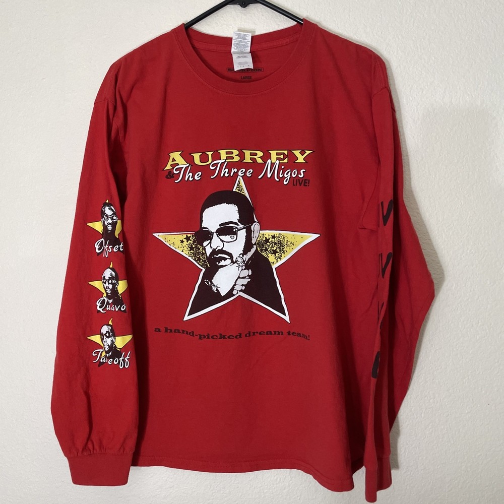 Drake Aubrey & The Three Migos 2018 Scorpion Tour Long Sleeve Shirt Red Large