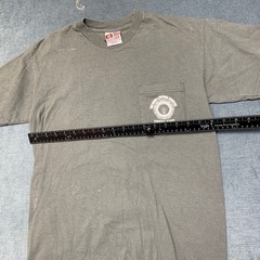 Bayside Heavyweight Pocket T-Shirt Mens M Gray Cotton Graphic Crew Neck Pullover