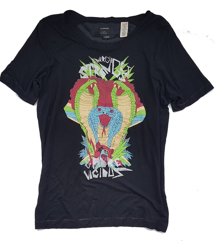 $139 Designer Rare ENERGIE Men’s Snake Fitted T-shirt With Graphic Print L