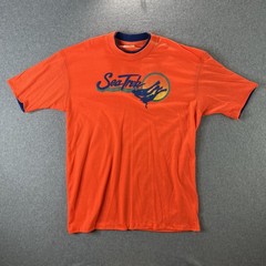 Vintage Sea Trek Royal Caribbean Tshirt Puffy Words Neon Orange One Size Fit All