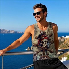 Skull Novelty Graphic Print Workout 3D Tank Top