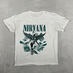 Nirvana In Utero T-Shirt Mens Medium White Angel Tour Retro Double Sided VTG