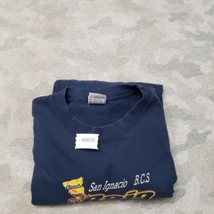 Vintage San Ignacio B.C.S Baja Yazbek Shirt Men XL Blue Y2k Pullover Long Sleeve