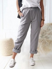 Women’s Straight Pants Elastic Waist Casual Trousers Pants with Pockets Dark …