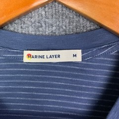 Marine Layer Henley Shirt Men Sz Medium Striped Long Sleeve Pullover