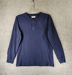 Taylor Stitch Organic Cotton Henley Tee Shirt Mens 40 US M Blue Casual *Spots