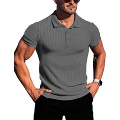 Men’s running sports fitness wear summer high stretch vertical short-sleeved PO