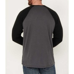 Mens Long Sleeve Henley Raglan T Shirt Grandad Neck Contrast T-Shirt New Top