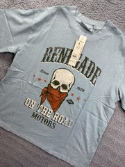 No Boundaries Shirt Mens Small Light Blue Renegade Skull Biker Graphic Tee Moto