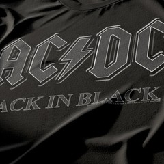 ACDC Back in Black Album Cover Men’s T Shirt BW Logo Metal Rock Band Tour Merch