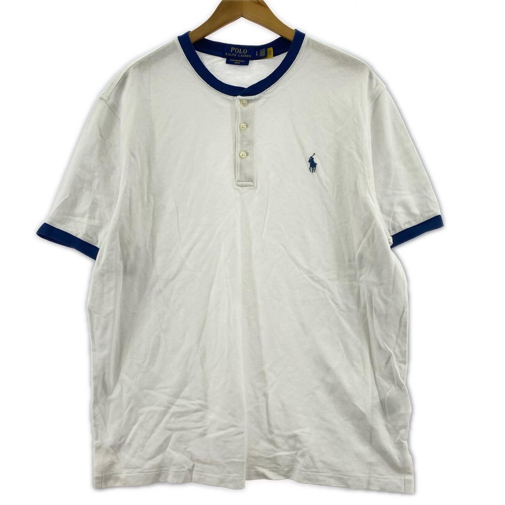 POLO RALPH LAUREN Two-tone Henley neck short-sleeved shirtCut sizeLG/White x…