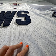 Shekinah West Side Football Jersey Mens 3XL White Navy Tackle Twill Mesh Y2K