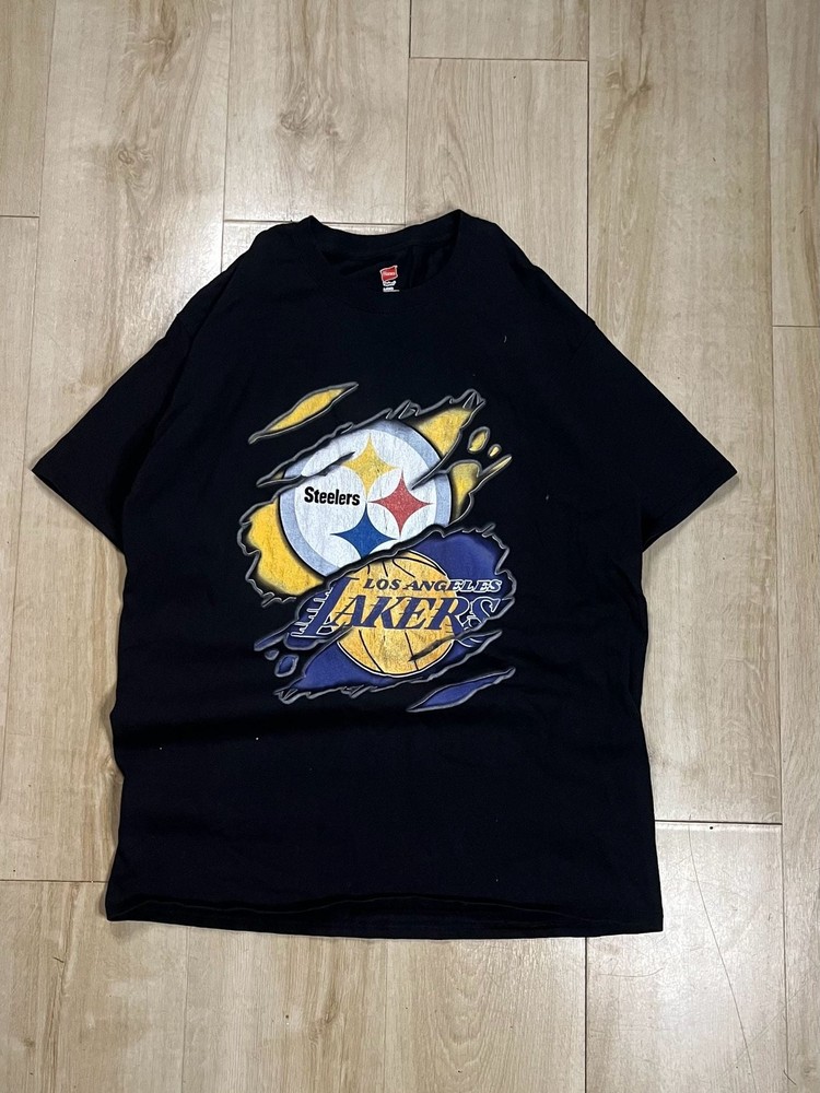 Hanes Pittsburgh Steelers & Los Angeles Lakers Split Graphic T-Shirt