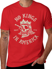 No Kings In America Skull Crown Knife T Shirt Patriotic Freedom Graphic Tee