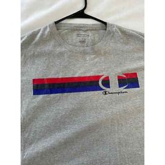 Champion Shirt Mens Large Gray Modern Sports Short Sleeve TShirt Size L