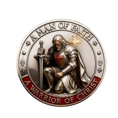 A Man of Faith-A Warrior of Christ Commemorative Coin,Jesus Challenge Coins TL