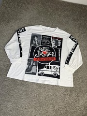 YITEMEI Shirt Mens 44 White Poetic Justice Graphic Long Sleeve Crew Neck