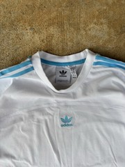 Adidas Originals Trefoil Shirt XL White Baby Blue 3 Stripes Regular Fit Sport