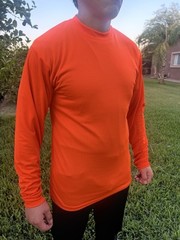 Long Sleeve Crew Neck T-shirt 100% Polyester For UV Protection Quality Colors