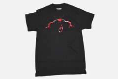 Marvel Deadpool Mens Deadpool Night Leaper Red Foil Graphic Black Shirt NWT M