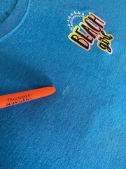 Sunshine Raised Blue Beach Girl Flip Flops Graphic Print Crew Neck T-Shirt XL