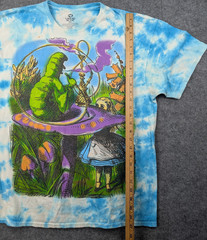 Liquid Blue Alice In Wonderland Shirt Men XXL Tie Dye Blue Retro Cartoon Graphic