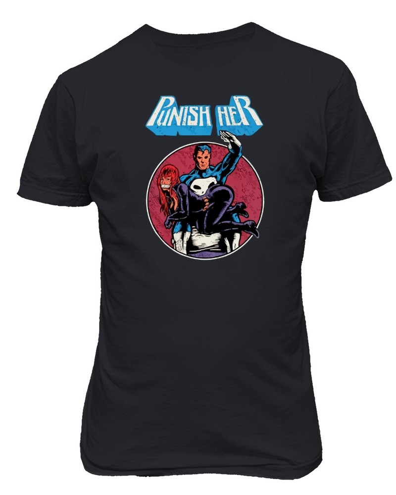 Punish Her Comic Book Movie Hero Spank Funny Punisher Parody Men’s T-shirt