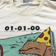 VINTAGE Y2K Computer Shirt Mens XL White 01-01-00 USA Lee Graphic Humor 90s