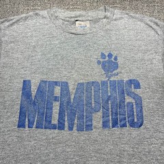 Vintage 80s Memphis Tigers T Shirt Mens Large Gray Tri Blend Single Stitch USA