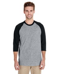 Gildan Adult Heavy Cotton Three-Quarter Raglan Sleeve Stylish Plain T Shirt G570