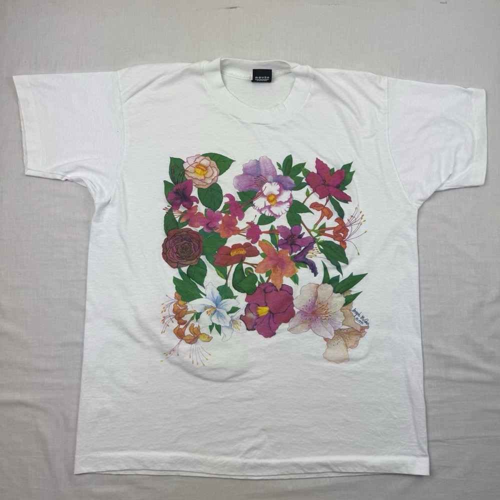 Vintage Flower Nature T Shirt Adult XL Outdoor Colorful Garden 90s USA Floral