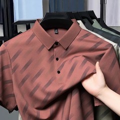 2025 New Men’s Business Casual Short Sleeved Printed Polo Shirt Fashionable Brea