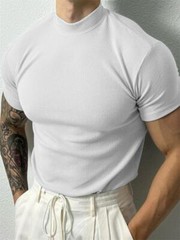 Camiseta De Manga Corta Con Cuello De Pico Para Hombre Moda Ajustada Casual Lujo