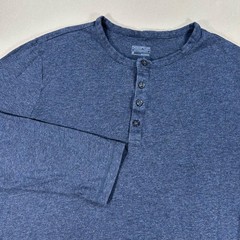 Patagonia Navy Blue Heathered Henley Long Sleeve Mens Medium 100% Organic Cotton