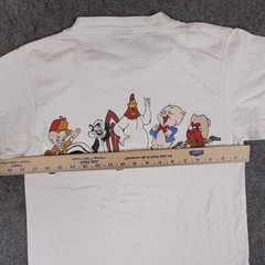 Vintage Looney Tunes Shirt Mens Medium White Double Sided Changes T Made USA 80s